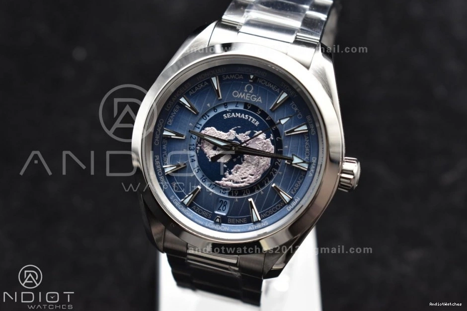 1:1 Stainless On 518 Edition Bracelet Terra Worldtimer GMT VSF Clone UrbanStyle Super Summer Dial A8938 43mm Best Blue Aqua 0217